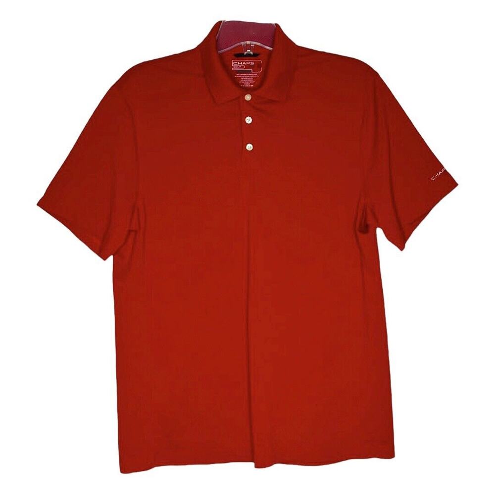 Chaps Shirt Mens Medium Red Golf Polo‎ Stay Dry Preppy Casual Street Sportswear